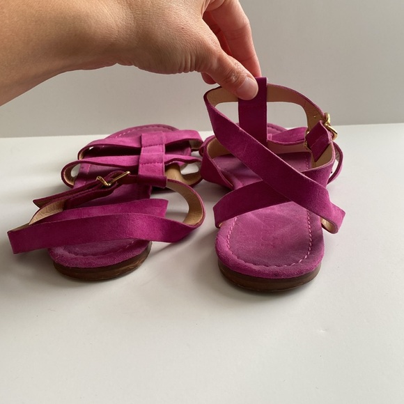 J. Crew Suede Leather Upper and Sole Made in Italy Size 9.5 Sandal Berry Color - Picture 6 of 11